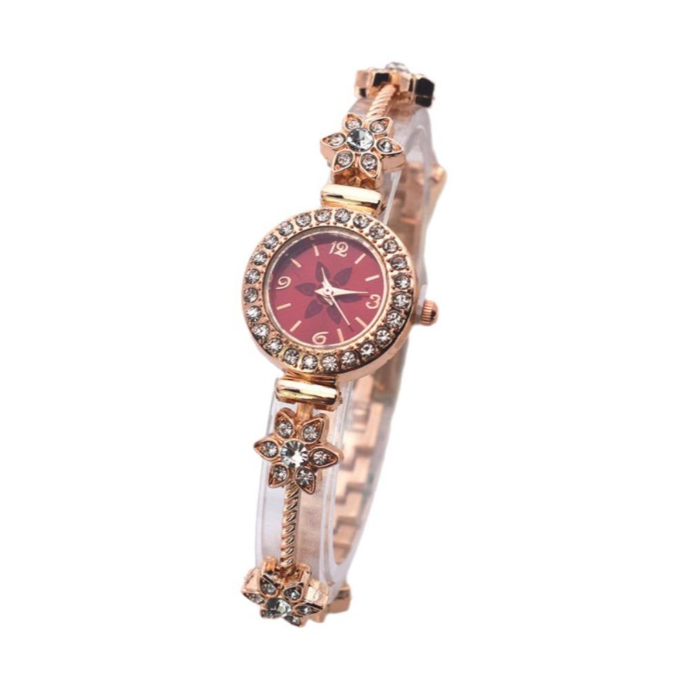 

with Adjustable Bracelet Quartz Watches Rhinestone Wrist Decoration Women Wristwatch Women Girl червоний