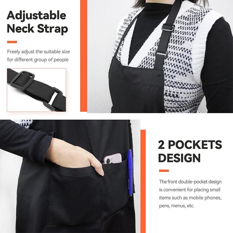 Unisex Adjustable Neck-Hanging Apron with Custom Logo for Coffee Shop and Catering