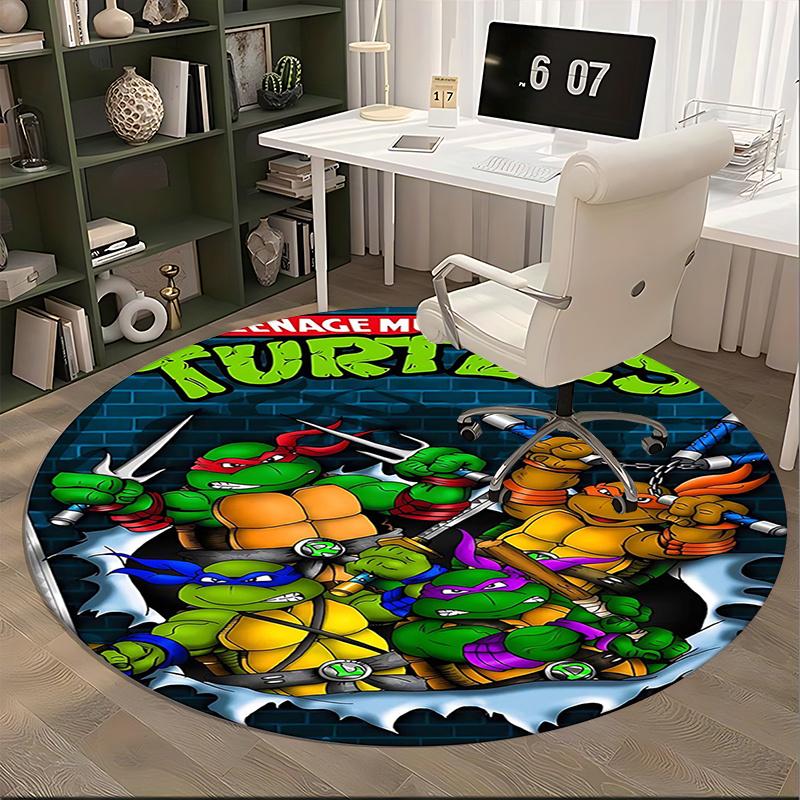 Teenage Mutant Ninja Turtles,TMNT Chair Mat Round Rug Office Carpet, Machine Washable, Non Slip, Suitable for Living Rooms, Bedrooms