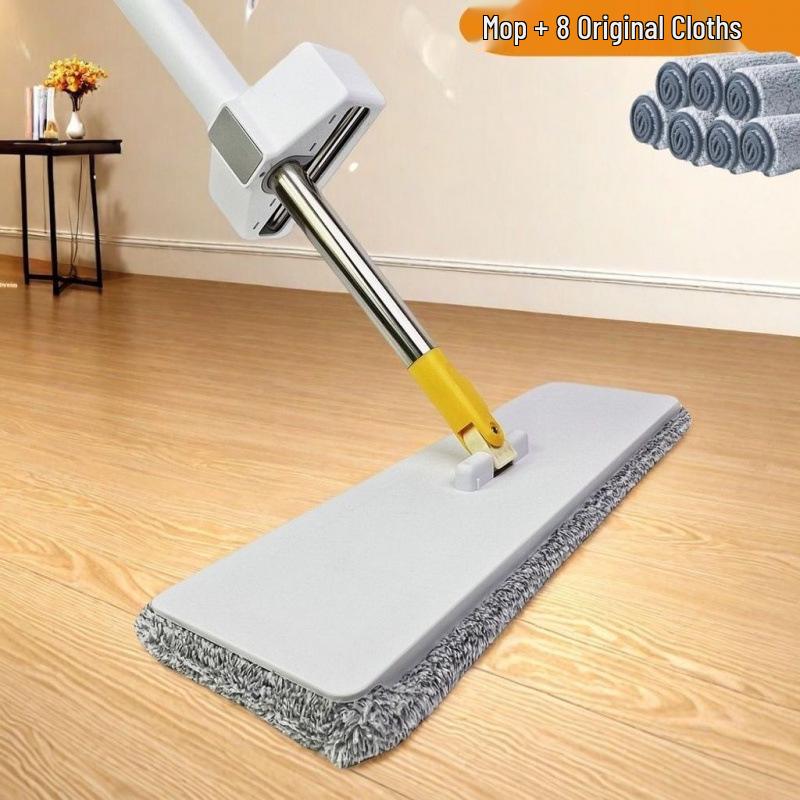 Large Absorbent Hands-Free Flat Mop: Easy One-Drag Cleaning, New Model with Thickened Head for Household Use