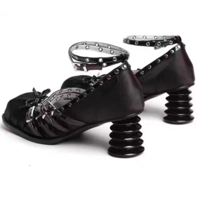 

Туфли-балетки на высоком каблуке для женщин 204 новые нишевые туфли Мэри Джейн в клетку из шерсти с квадратным носком в стиле панк, однотонные туфли для женщин 40