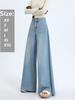 Puffanpop Women's High Waisted Jeans Retro Wash Wide Leg Denim Pants Loose Straight Casual Pants Raw Hem Boyfriend Jeans