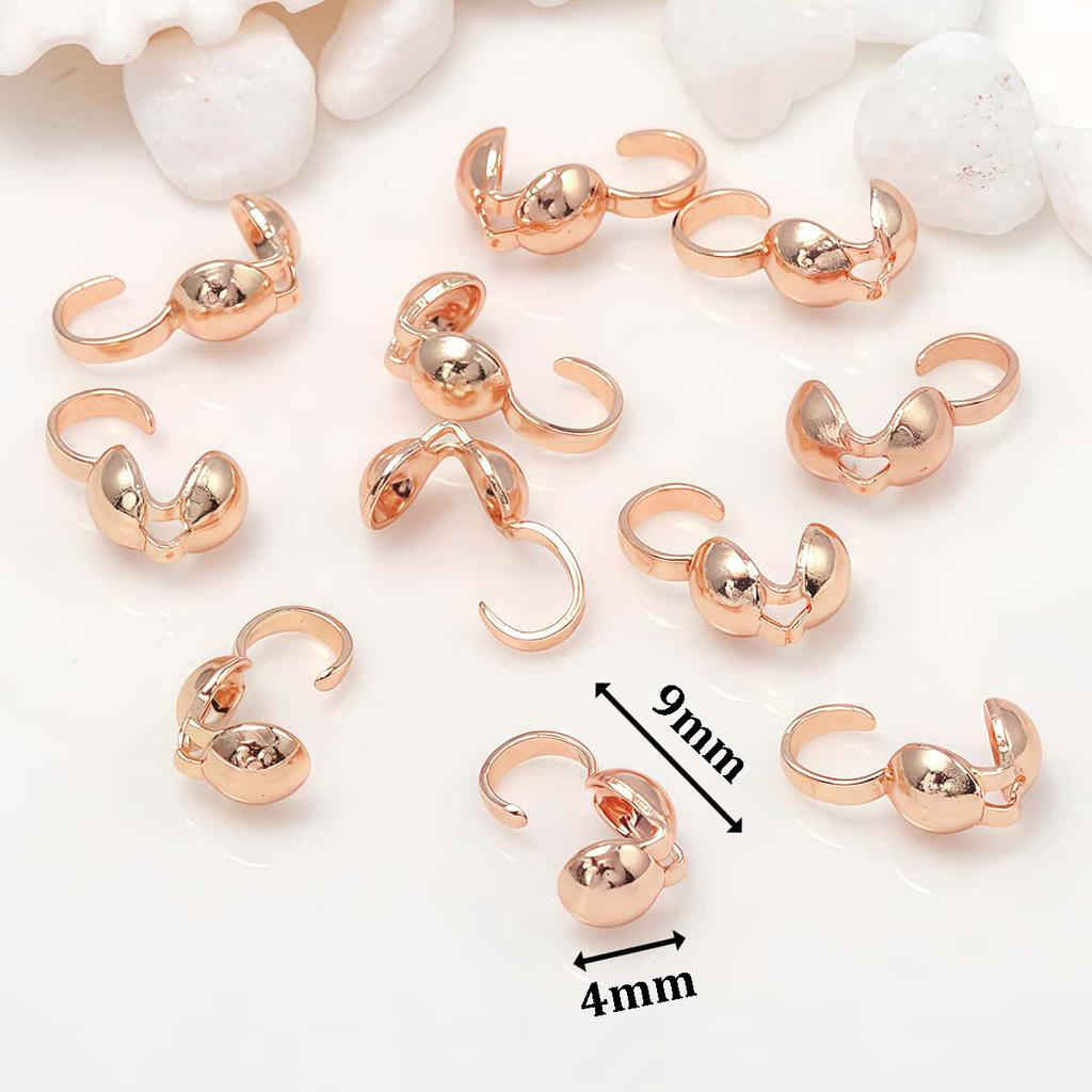 10PCS Brass Crimp End Beads 18K Gold Plated Tip Ball Chain Connector Clasp for DIY Necklace Bracelet Jewelry Making Accessories