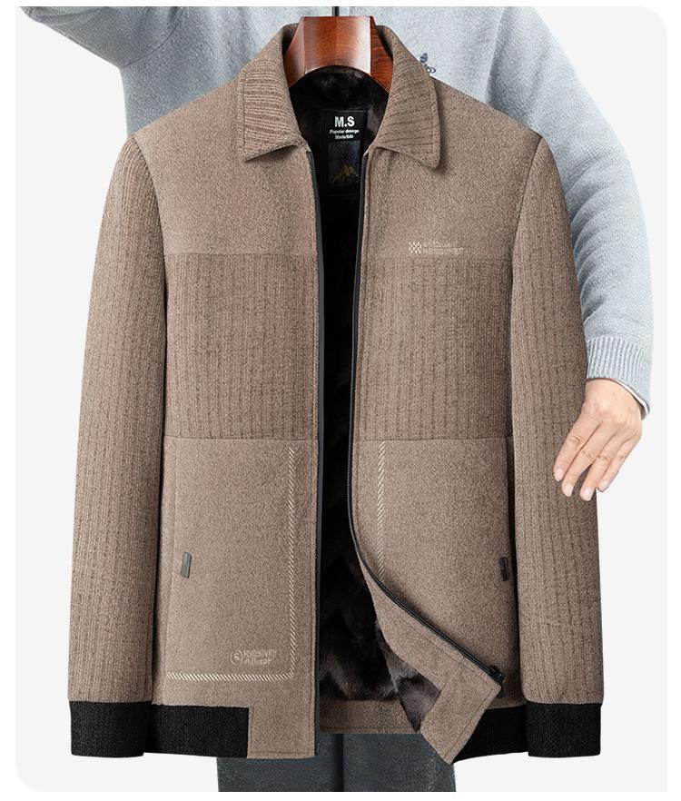 2025 Autumn/Winter Mid-Aged Men's Thick Fleece-Lined Jacket - Loose Fit
