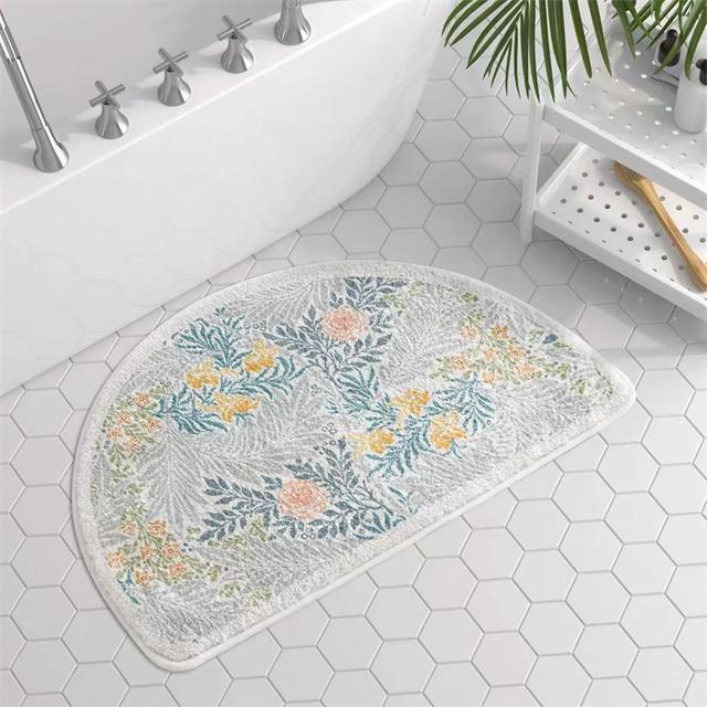 Pastoral Floral Absorbent Bath Mats Plush Fluffy Bathtub Side Area Rugs For Shower Bathroom Non -Slip Welcome
