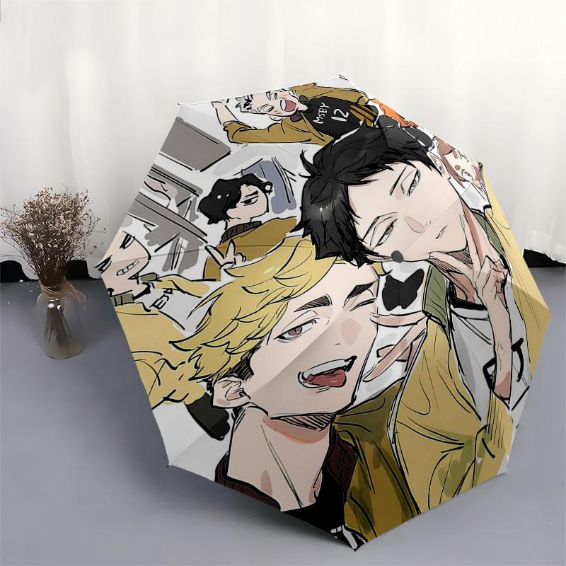 1 Stück Outdoor-Regenschirm mit „Haikyuu!“!""" Merkmale - Automatisches Öffnen/Schließen, Tragbares FaltDesign, 8-Rippen-Eisenrahmen - Perfektes Geschenk für Fans, """