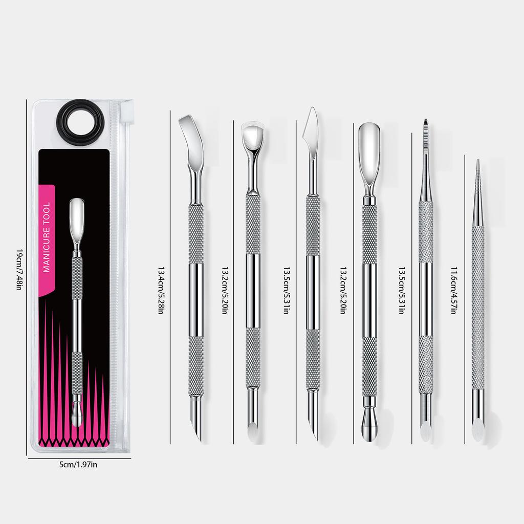 Doppelseitiger Nagelhautschieber-Entferner-Reiniger Nail Art Dotting Pen Edelstahl Maniküre Pediküre Nail Art Pflegewerkzeug