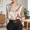Camicia da Donna Collo a Revers Manica Lunga Abbottonatura Camicetta Top Texture Liscia Stampa a Righe Vestibilità Larga Casual Camicia da Lavoro