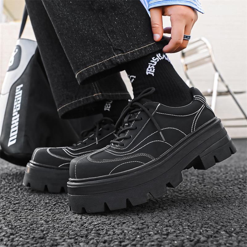 

Туфли дерби на толстой подошве мужские, матовые, с увеличенным голенищем, кожаные туфли, британские пригородные, кожаные туфли для мужчин 91151-J 36 чёрный