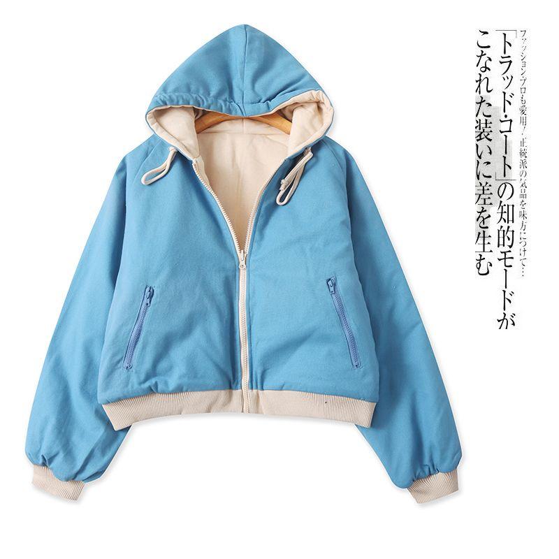 Thickened Cotton-Padded Coat Winter New Foreign Trade Women's Clothing Large Design Hooded Collar Long-Sleeve Zipper Jacket Cotton-Padded Coat 30232