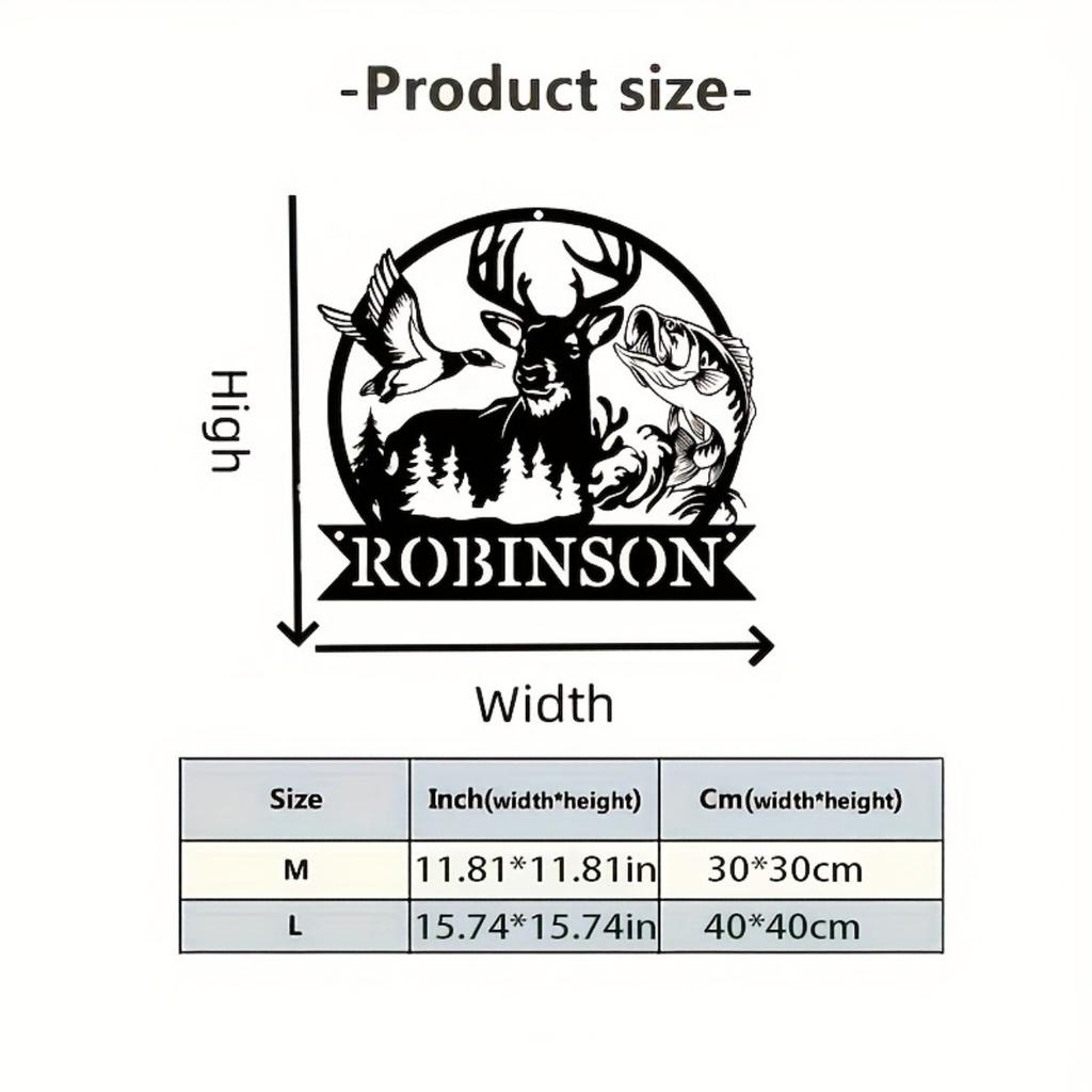 Personalized Metal Deer Hunting Wall Decor, Custom Last Name Outdoor Sign, Fade Water Resistant
