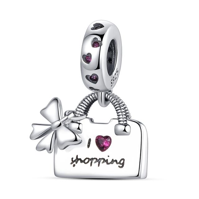 925 Sterling Silver Cz Dangle Baby Footprints wisiorek z motywem zwierzęcym koraliki Fit bransoletka naszyjnik prezent