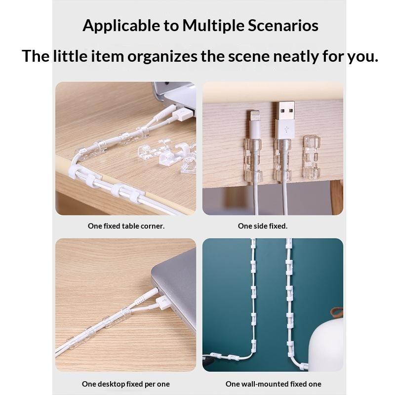 20Pcs Clear Adhesive Cable Clips Strong Stickiness Easy Install For Home Office Desk Car Wire Management Storage