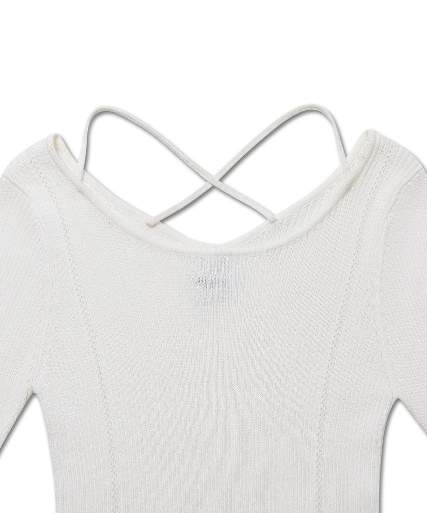 Michikoleondeonkosino X Strap Ribbed Knit Top Ivory