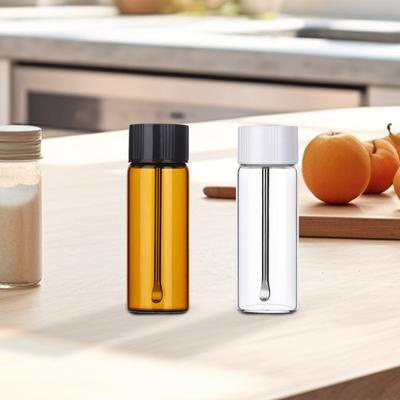 5/10Pcs Glass Powder Dispensing Bottles with Spoons Airtight Travel Spice Containers Portable Jar