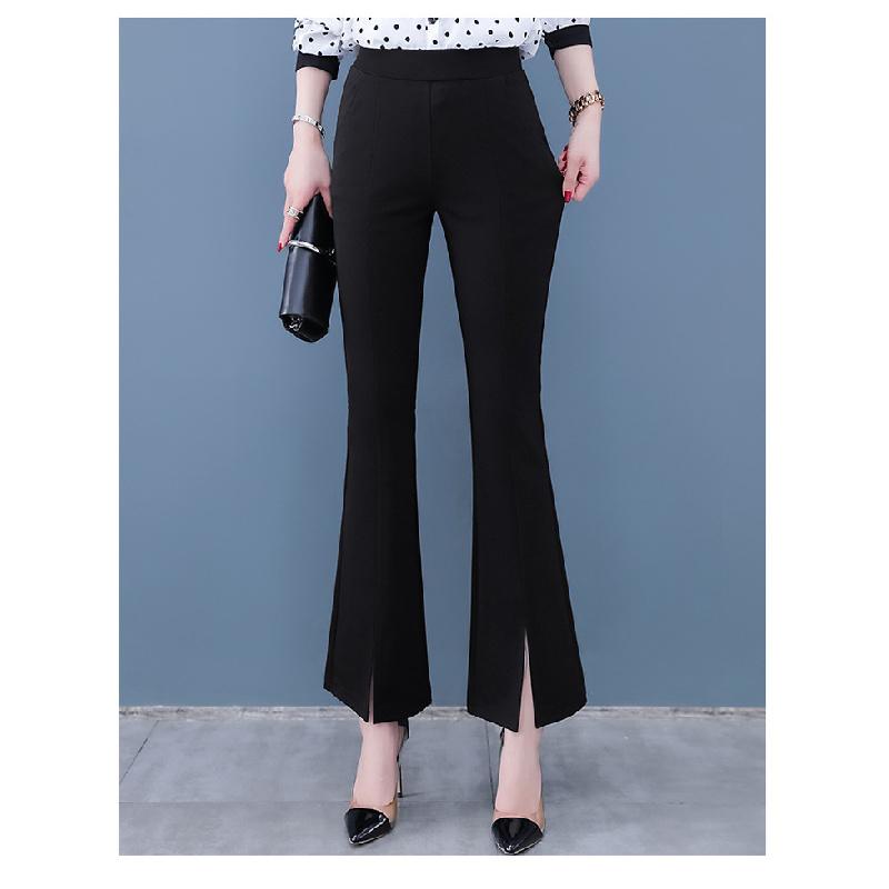New 2026 Split Flared Pants with Drape Effect, High-waisted Plus-size Cropped Casual Pants
