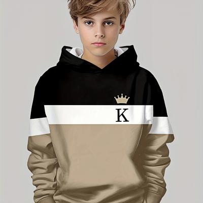 3D Printed Casual Pullover for Boys In Spring, Autumn, and Winter, Long Sleeved Sportswear for Boys Outdoors