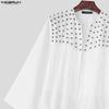 INCERUN Men Long Sleeve Open Front Tassel Rivet Patchwork Long Cardigan Tops