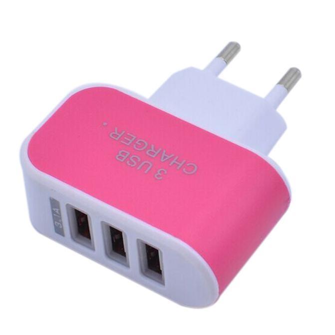 

3 порта USB мощность зарядного устройства светодиодные стены зарядное устройство адаптер с EU вилкой (красная роза)