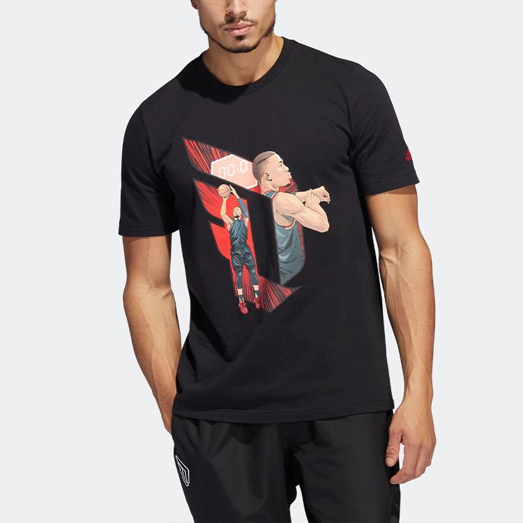 Adidas Dame Basketball Cartoon Sports Crew Neck Breathable Short Sleeve T-Shirt Men Tops Black HS4322