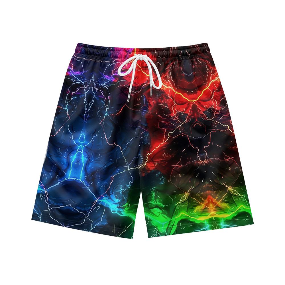 European And American Dark Natural Lightning Element Men'S Casual Shorts Beach Pants