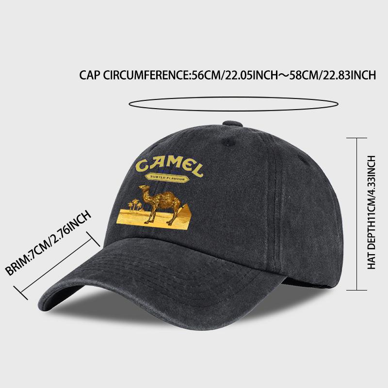 Berretto da Baseball Vintage Lavato con Stampa Scena Desertica “Camel” - Berretto Vintage Unisex Regolabile per Escursionismo e Alpinismo all'Aperto