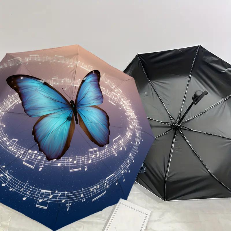 1pc Butterfly Music Harmony Umbrella with Plastic Handle,Suitable for All Seasons Home Travel Outdoor UmbrellaDD1056