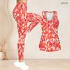 Women Plus Size Floral Printed Two Piece Set Scoop Neck Sleeveless Longline Tank Top Fitted Pants