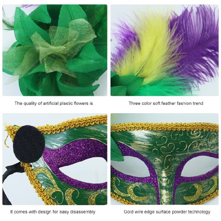 Flower Decoration Masquerade Mask Feathered Mask Halloween Mask Cosplay Party Eye Mask for Women Masquerade Halloween