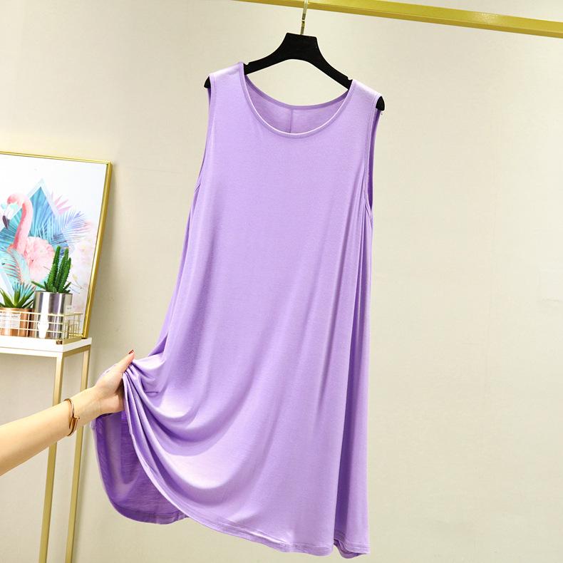 Plus Size Summer Modal Maternity Sleeveless Mid-Length Swing Dress