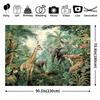 Retro Safari Backdrop with Wildlife and Lush Greenery Photography Background Cloth