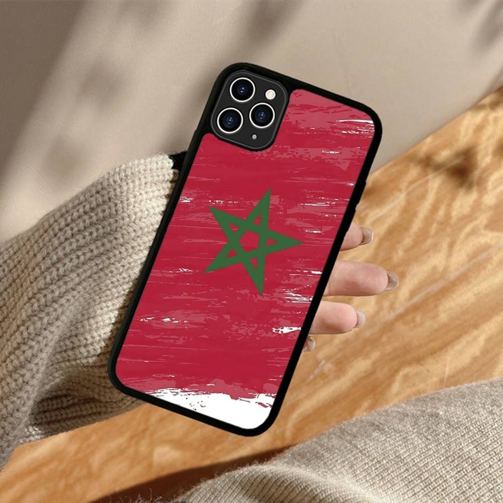 Morocco Map Flag Phone Case For IPhone 11 12 13 14 15 16 17 Pro Max Plus PC+TPU Cover