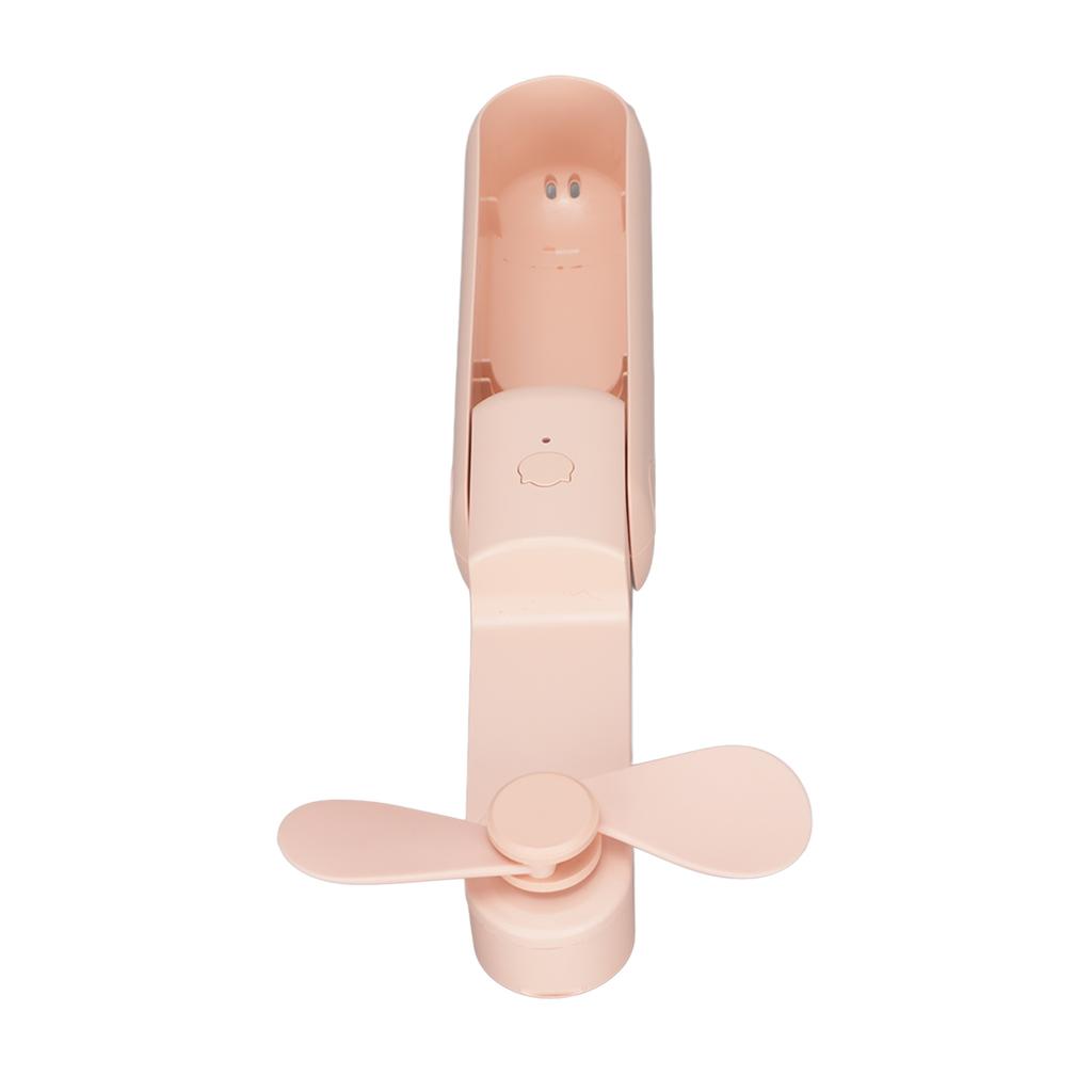 USB Handheld Small Fan with 3 Gear Adjustment Outdoor Handheld Folding Desktop Fan Power BankPink