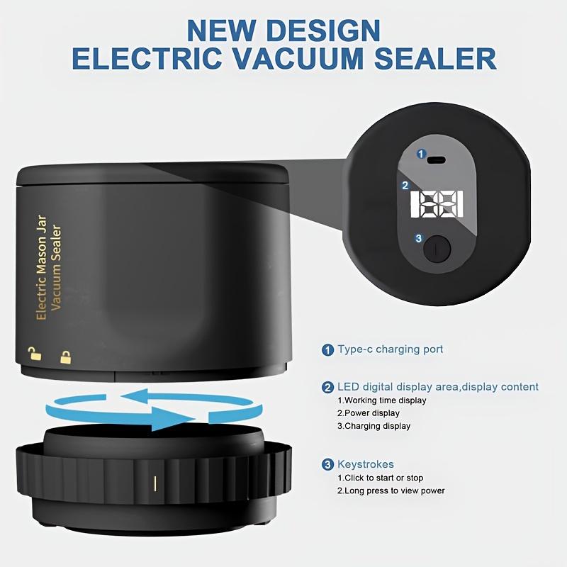 Electric Mason Jar Sealer - One-Touch Jar Sealer Suitable for Mason Jars with Wide/ Narrow Mouth Lids, Heavy-Duty Seal for Preservation