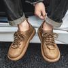Men’s Retro Boots Shoes Fashion Casual Driving Shoes Black Khaki Wide Head Shoes Plus Size