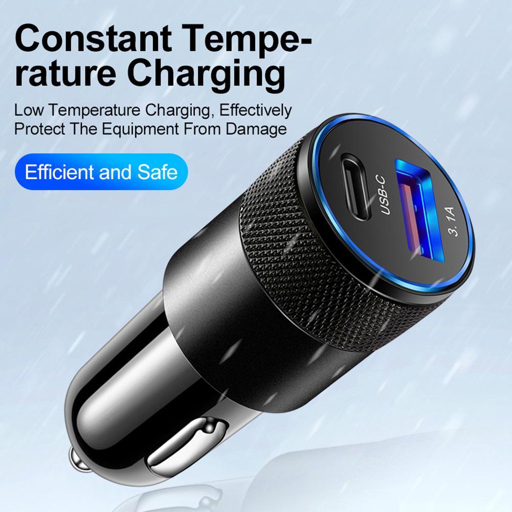 Dual USB Car Charger Type C Fast Charging Phone Adapter For Xiaomi Huawei PD Phone Charger Car Adapter Socket Cigarette Lighter