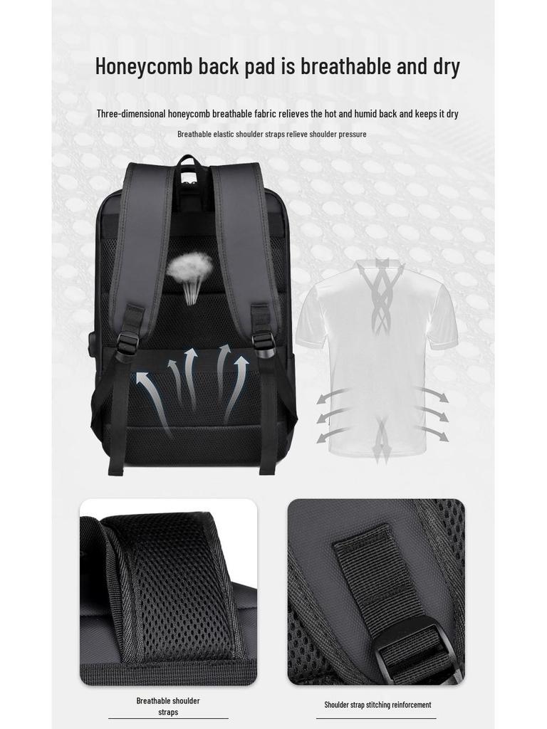 Business Casual Waterproof Laptop Backpack - Multi-Compartment, Large Capacity for Travel and Commute