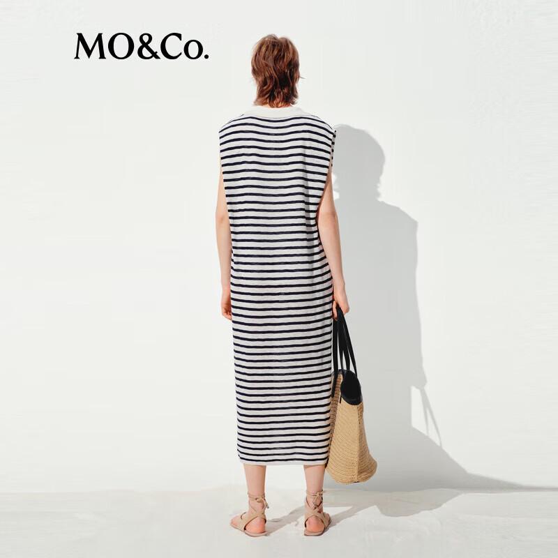 MO&Co. Women's Nautical Striped Silk Linen Blend Knit Dress
