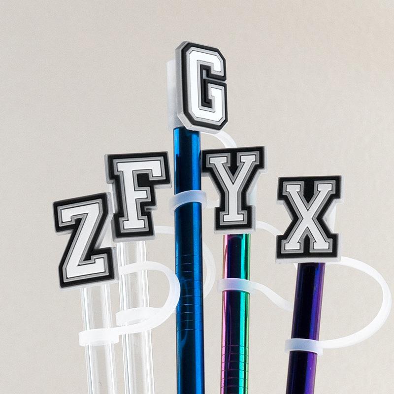 1Pcs Letter Silicone Straw Covers Cap Compatible With Stanley 30&40Oz Cup10Mm Straw Toppers Reusable Dust-Proof Straw Caps