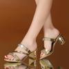 Heeled Rhenstone Shoes for Women Outside Sandals Cheap Liquidation Slides On Promotion Summer 2025 Low Price Woman Slippers Sale