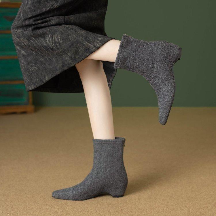 

Ankle Boots for Women Flats Suede Pointed Toe Shoes Fashion Dress Winter Short Botas 2026 New Trend Designer Cozy Botas De Mujer 35 серый