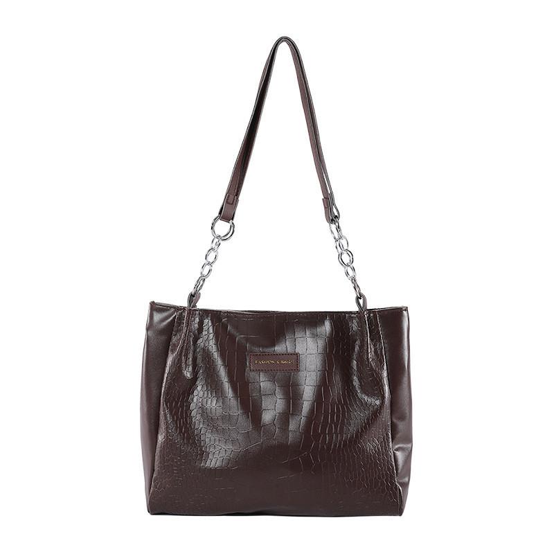 Spring New Embossed Solid Color Tote Bag Women s Bag Simple Versatile Lady Bag Shoulder Handbag кофейный