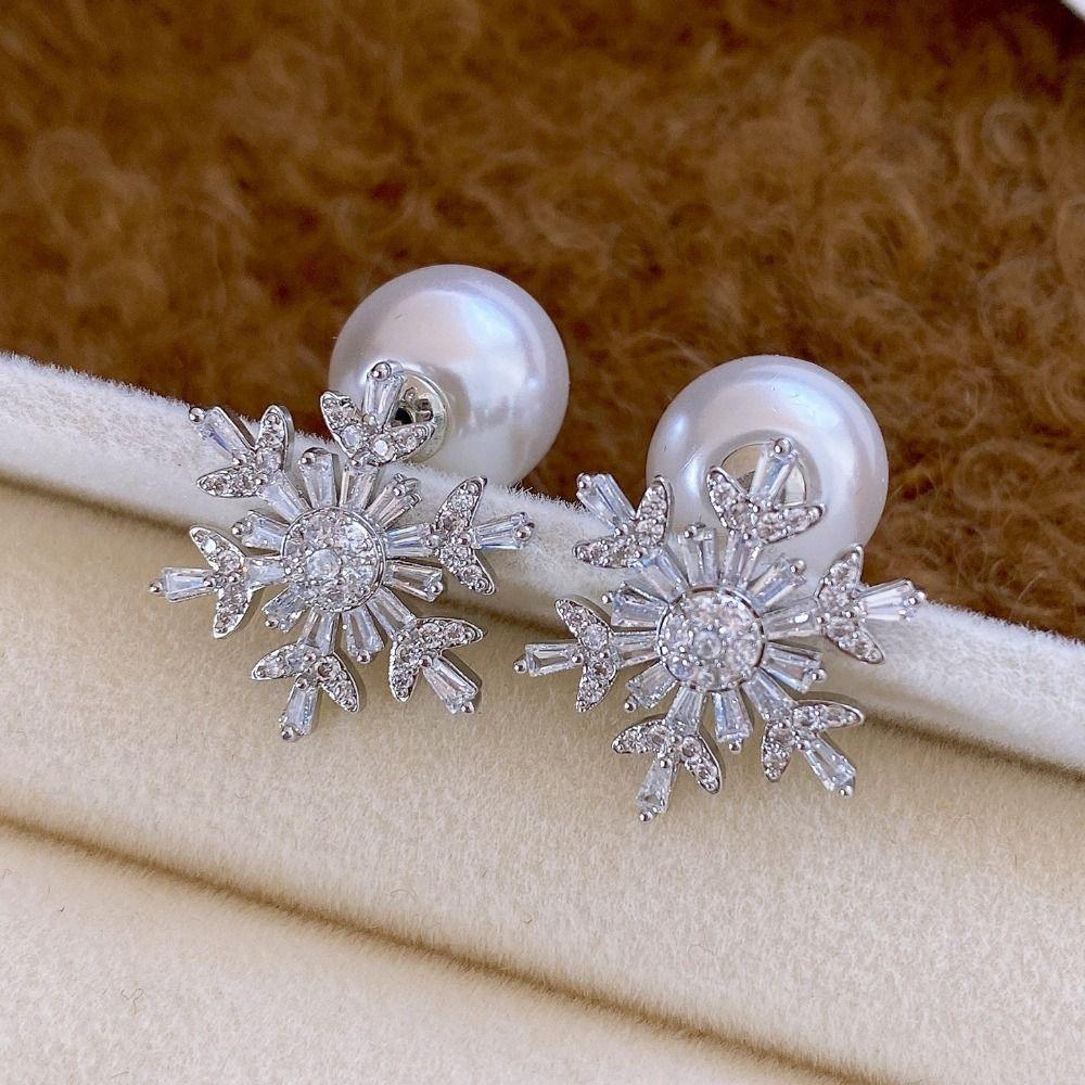 Light Luxury Crystal Snowflakes Earrings Rhinestone Zircon Dangle Earrings  The Year of Horse