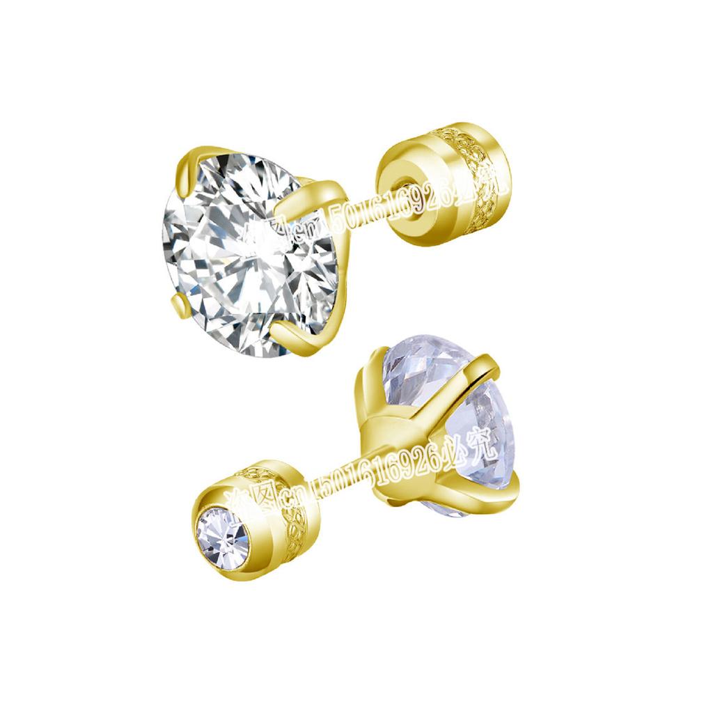 TOP 4 Color Titanium Steel Stud Earrings for Men Women CZ Zircon Screw Silver Black Rose Golden Earring Best Gift Jewelry