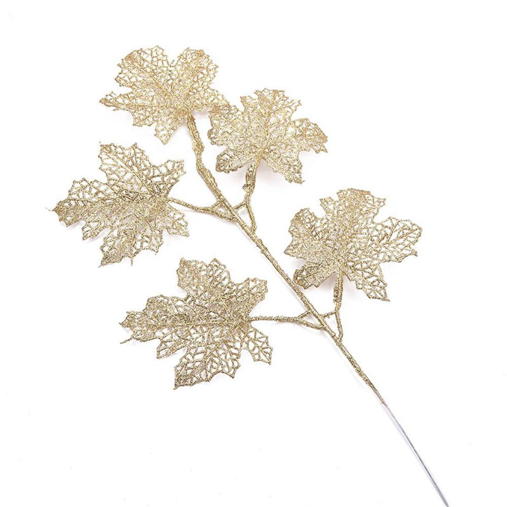 Wedding Home Glitter Glitter Leaves Christmas Tree Decor Artificial Flower Christmas Decorations