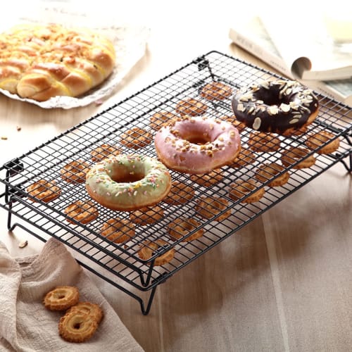 Non-Stick Baking Cooling Rack, Efficient, Non-Stick Cookware, Baking Rack, Baking Supplies, Cookies, Bread, Donuts (Black)