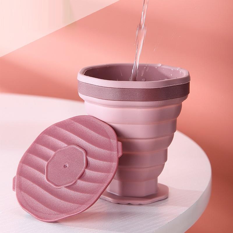 Silicone Folding Coffee Cup Portable Outdoor Folding Water Cup Travel Carrying Cup With Lid Mouthwash Cup For Camping And Hiking