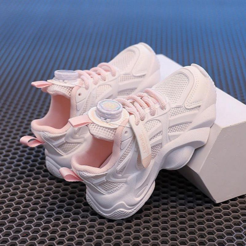 Kids White Sneakers Summer Lightweight Girls Sports Shoes Breathable Mesh Dad Shoes