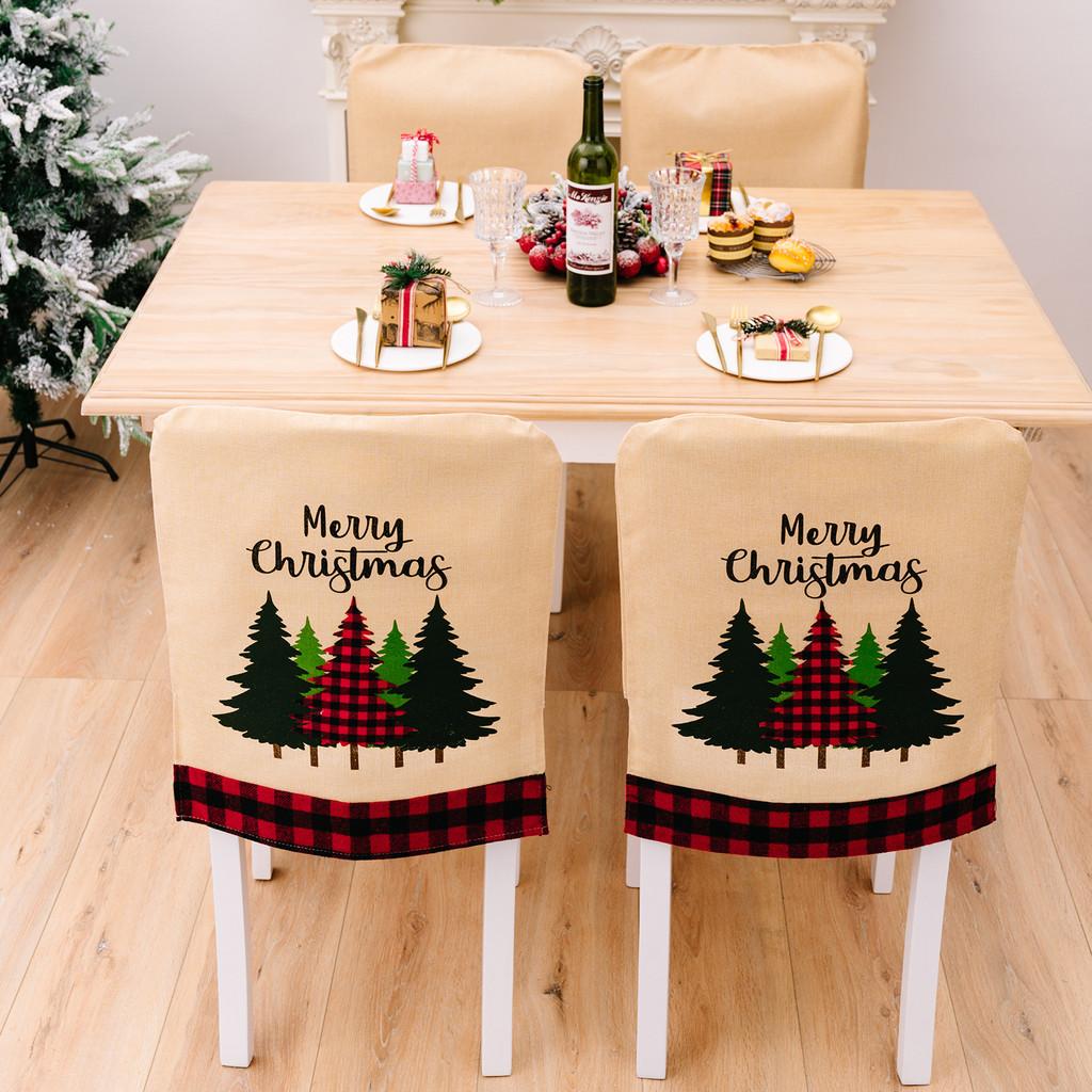 Merry Stylish Christmas Chair Cover With Rustic Burlap And Plaid Design Celebrations For