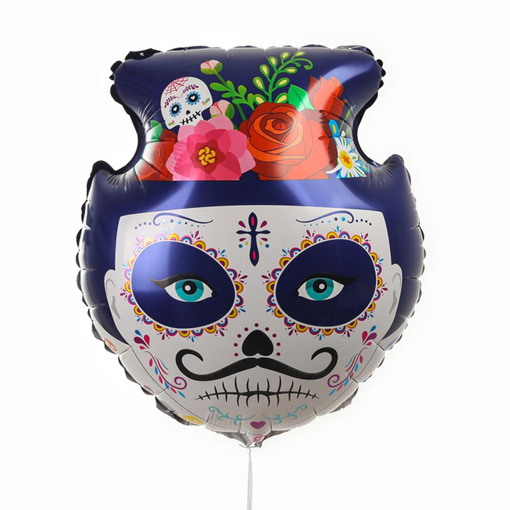 Tag der Toten Halloween bunte Zuckerschädel Partyballons, Mexikanischer Tag der Toten Thema Geburtstag Schädel Dekoration